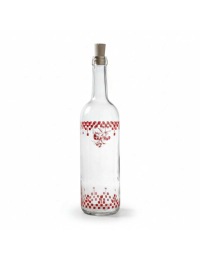 Bouteille verre damier rouge 75cm