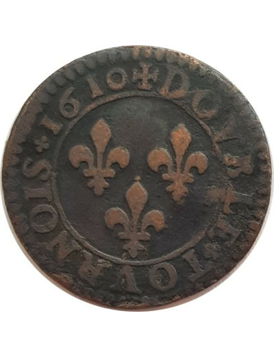 HENRI IV (1589-1610) DOUBLE TOURNOIS 1610 D (Lyon) TB+