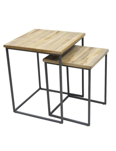 Ensemble 2 tables d'appoint bois gigognes 50x50x62 cm