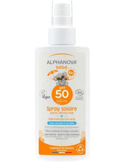 Solaire spray SPF50 bebe 125g Alphanova Bebe