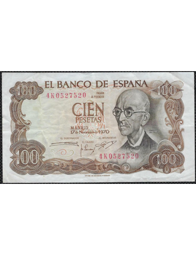 ESPAGNE 100 PESETAS 17-11-1970 SERIE 4K TTB (W152a)