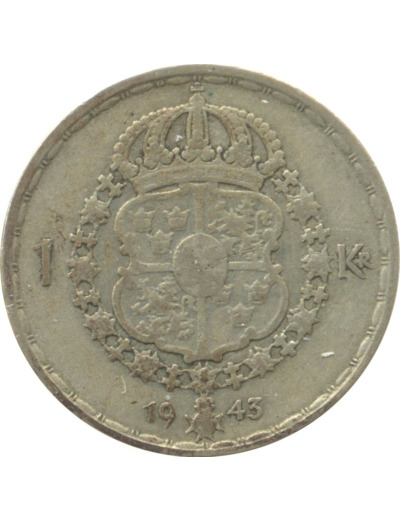 SUEDE 1 KRONA 1943 G TB+