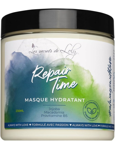 Les Secrets De Loly – Repair Time – Masque Cheveux Hydratant – Soin Cheveux Fortifiant – 99,3% Ingrédients d’Origine Naturelle – 230ml