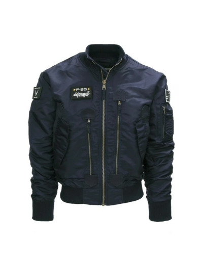 Blouson aviateur F-35 bleu marine pour homme | Nylon zippé