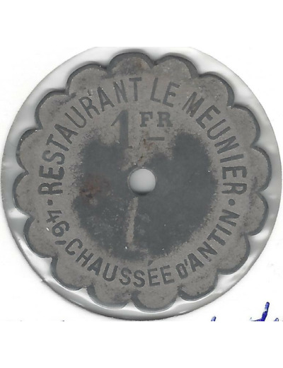75 SEINE 1 Franc RESTAURANT LE MEUNIER TTB