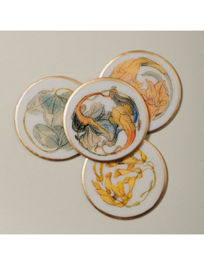 Ensemble 4 sous-verres Art nouveau fer 10x10cm