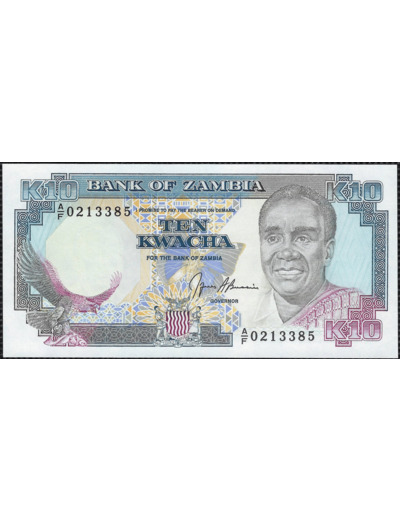 ZAMBIE 10 KWACHA non daté (1989) SERIE AF NEUF W31