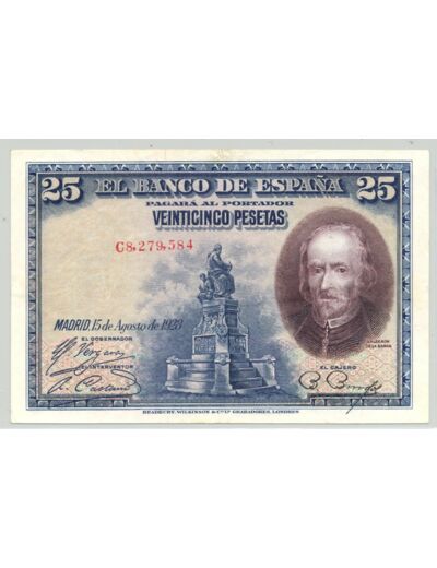 ESPAGNE 25 PESETAS 15-08-1928 SERIE C TTB