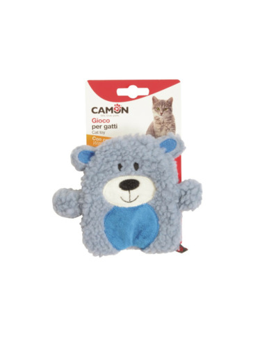 Jouet chat, Ours en peluche + herbe à chat - 14cm