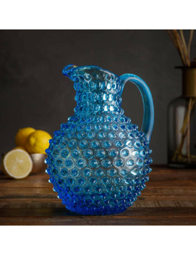 Carafe cristal turquoise pointe de diamant 18x25cm