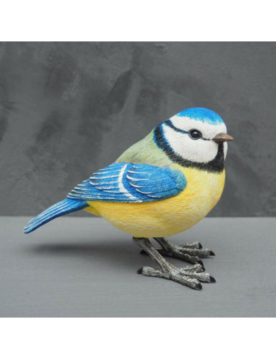Oiseau décoratif bleu résine 8x5x11cm