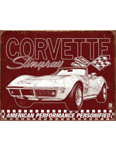 Plaque Métal Corvette Stingray , 30 x 40 cm.