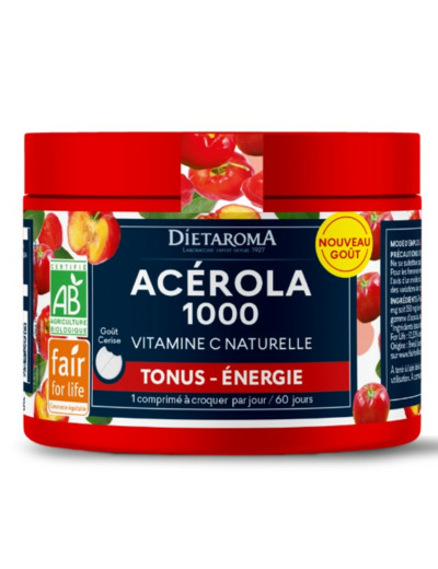 Acérola 1000 Vitamine C Naturelle 60 Comprimés Goût Cerise