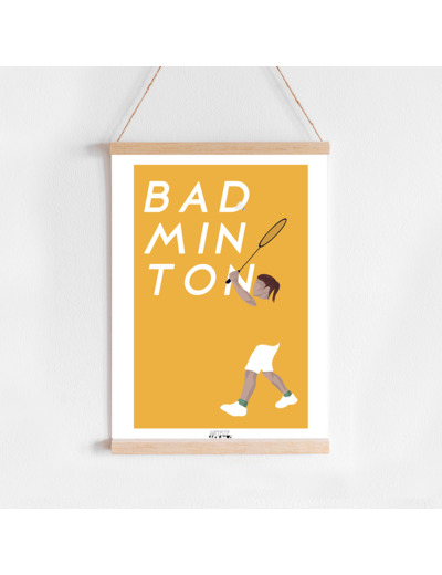 Affiche 'Joueuse de badminton en jaune'