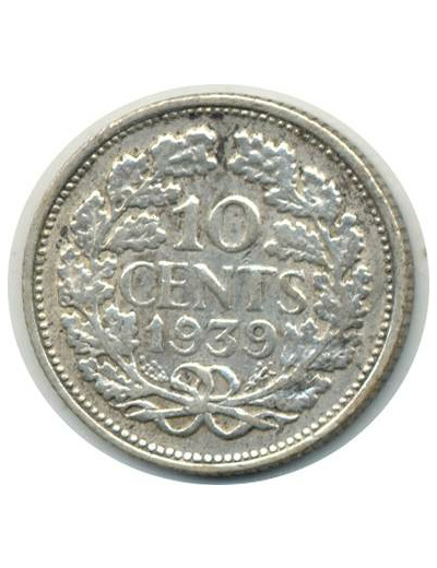 PAYS-BAS 10 CENTS 1939 WILHELMINA I TTB (W163)