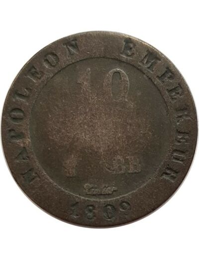 FRANCE 10 CENTIMES NAPOLEON Ier 1809 BB (Strasbourg) B+ 1gr80