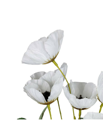 Fleur Artificielle Pavot Blanc Éclatant 55cm