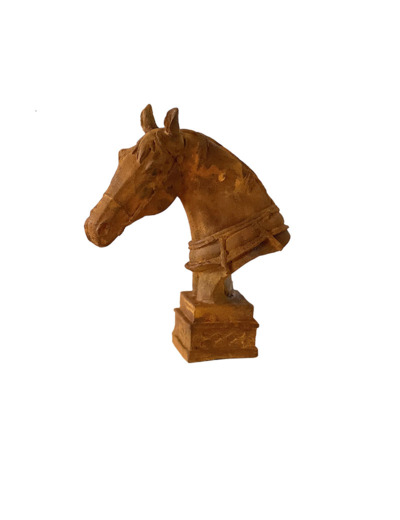 Tête de cheval en fonte rouille 44x40x17cm