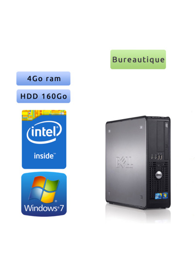 Dell Optiplex 780 DT - Windows 7 - CD 2.6 4GB 160GB - Ordinateur Tour Bureautique PC
