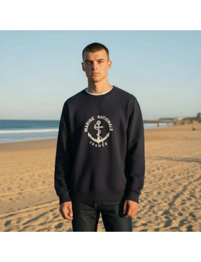 Sweat-shirt à capuche Marine Nationale bleu - Qualité coton