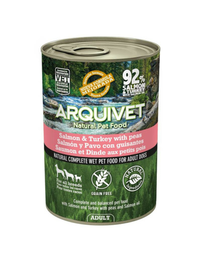 Saumon et Dinde aux petits pois et huile de Saumon, pour chien adulte - 400g