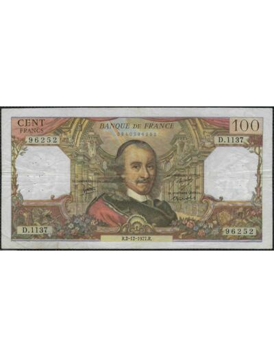 FRANCE 100 FRANCS CORNEILLE 2-12-1977 D.1137 TB+