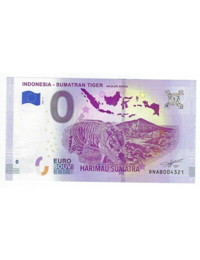 INDONESIE 2019-2 SUMATRAN TIGER BILLET SOUVENIR 0 EURO NEUF