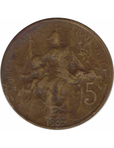 FRANCE 5 CENTIMES DUPUIS 1907 TB+