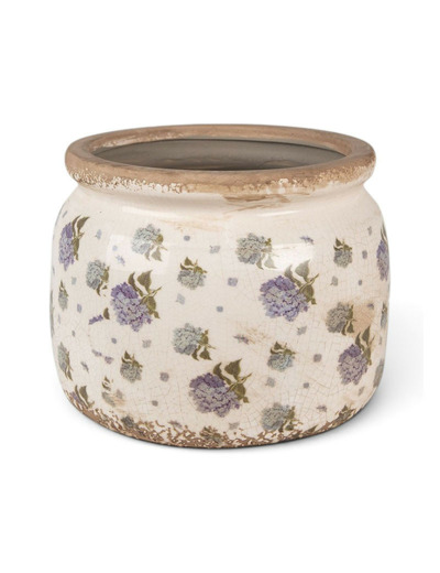 Pot de fleurs intérieur céramique beige bleu 15x20x20cm