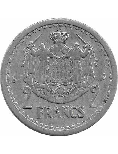 MONACO 2 FRANCS ND (1943) ALUMINIUM TTB