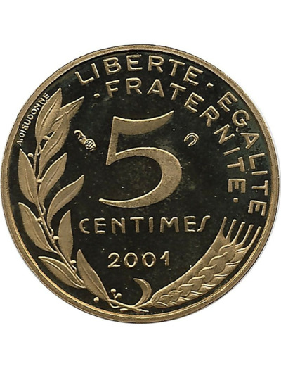FRANCE 5 CENTIMES LAGRIFFOUL 2001 BE