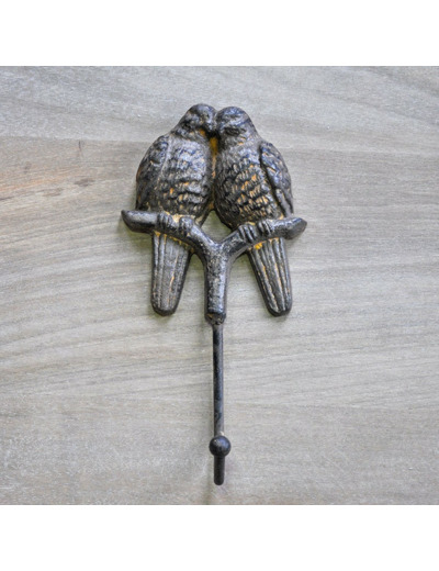 Patère fonte couple d'oiseaux 10x20x5 cm