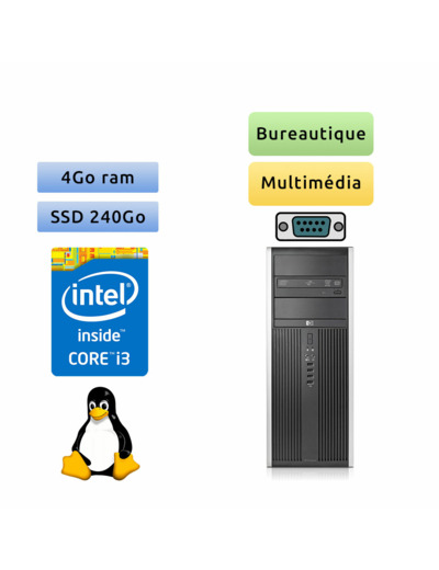 HP 8300 Elite MT - Linux - i3 4Go 240Go SSD - PC Tour Bureautique Ordinateur