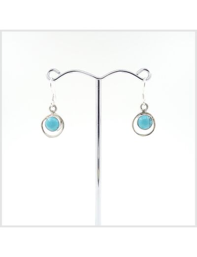 Boucles Turquoise en argent massif