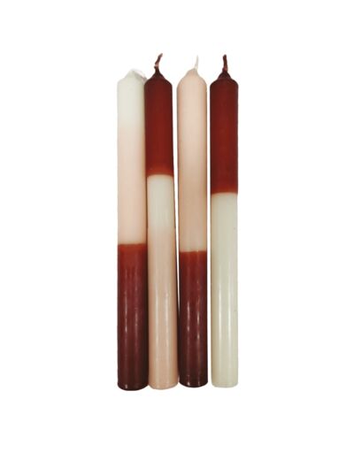 Set de 4 bougies longues bicolores nudes D2,2 H25cm