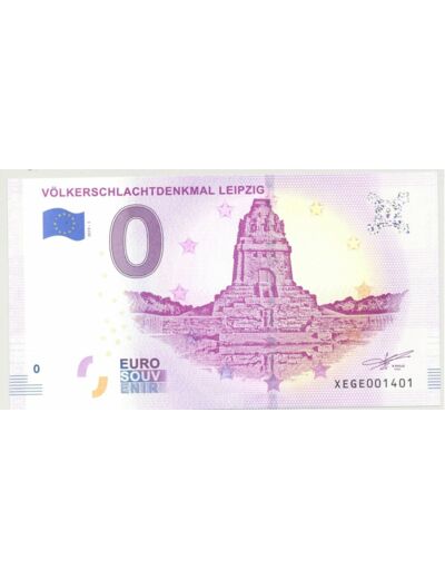 ALLEMAGNE 2019-1 VOLKERSCHLACHTDENKMAL LEIPZIG BILLET SOUVENIR 0 EURO