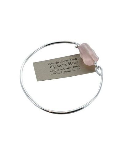 Bracelet jonc avec pierre brute en Quartz rose