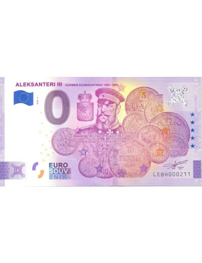 FINLANDE 2020-4 ALEKSANTERI III BILLET SOUVENIR 0 EURO TOURISTIQUE  NEUF