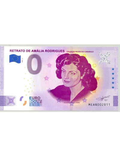 PORTUGAL 2020- 4 RETRATO DE AMALIA RODRIGUES ANNIVERSAIRE BILLET SOUVENIR 0 EURO