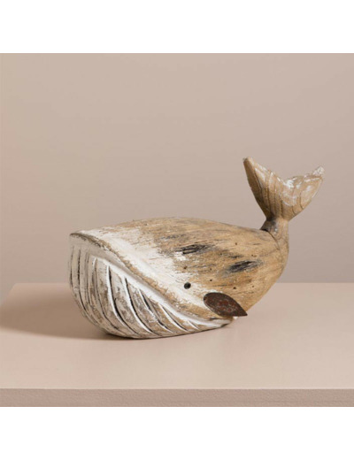 Baleine en bois sculpté 15x21x39cm