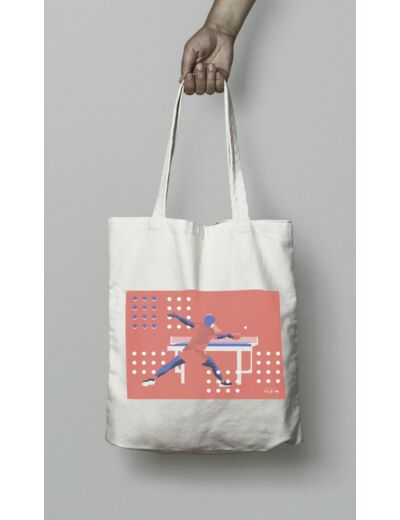 Tote bag ou sac Tennis de table  "Ping pong en orange"