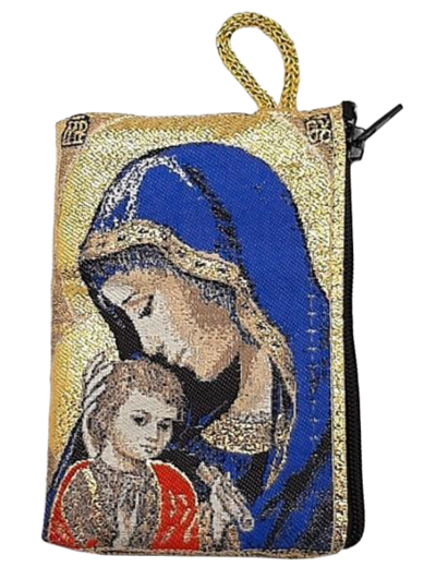 Etuis à Chapelet 7x10cm - VIERGE A L'ENFANT BLEUE