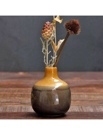 Vase céramique brun et orange Chehoma 9x9cm