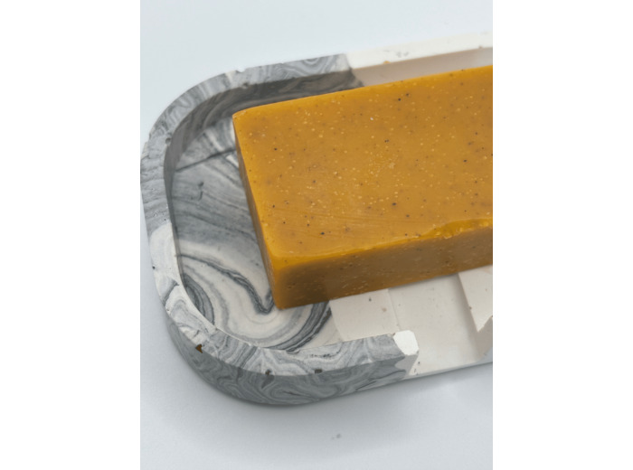 Porte savon en Jesmonite rectangulaire Blanc et effet Marbre