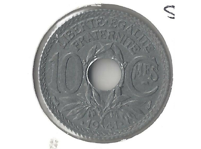 FRANCE 10 CENTIMES LINDAUER .1941. Souligne Tache SUP/NC