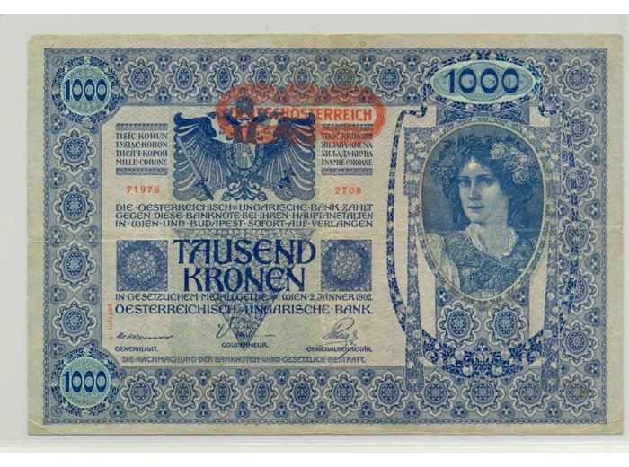AUTRICHE 1000 KRONEN Serie 2708 02 01 1902 TTB