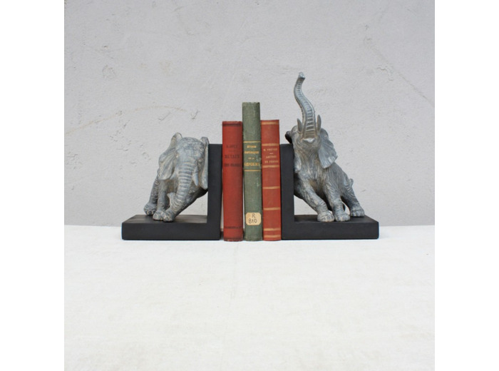 Serre-livres éléphants résine 25x21x31cm