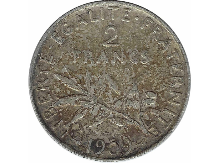 FRANCE 2 FRANCS SEMEUSE 1909 TB+ N2