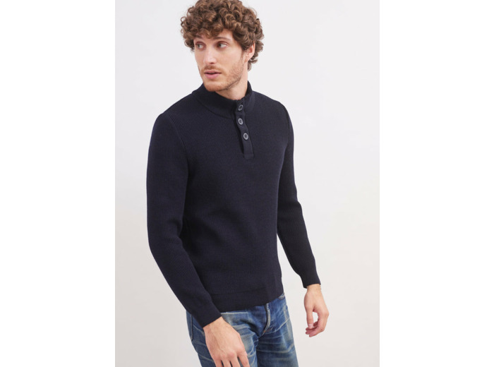 Pull col montant boutonné Bourboule 100% laine SAINT JAMES