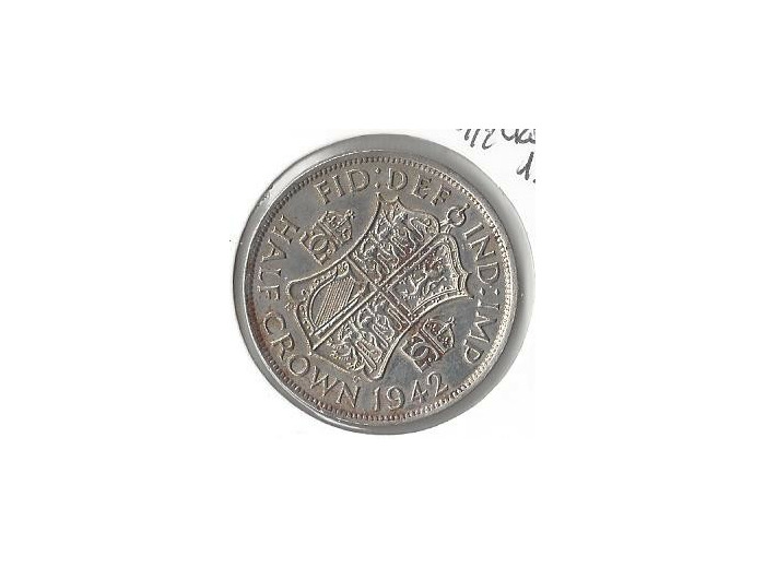 GRANDE BRETAGNE 1/2 CROWN 1942 TTB+